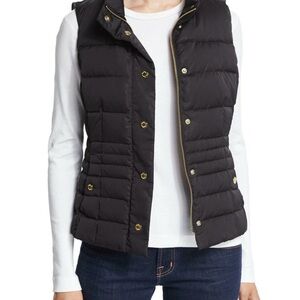 Lilly Pulitzer Black Puffer Vest with Gold Accents